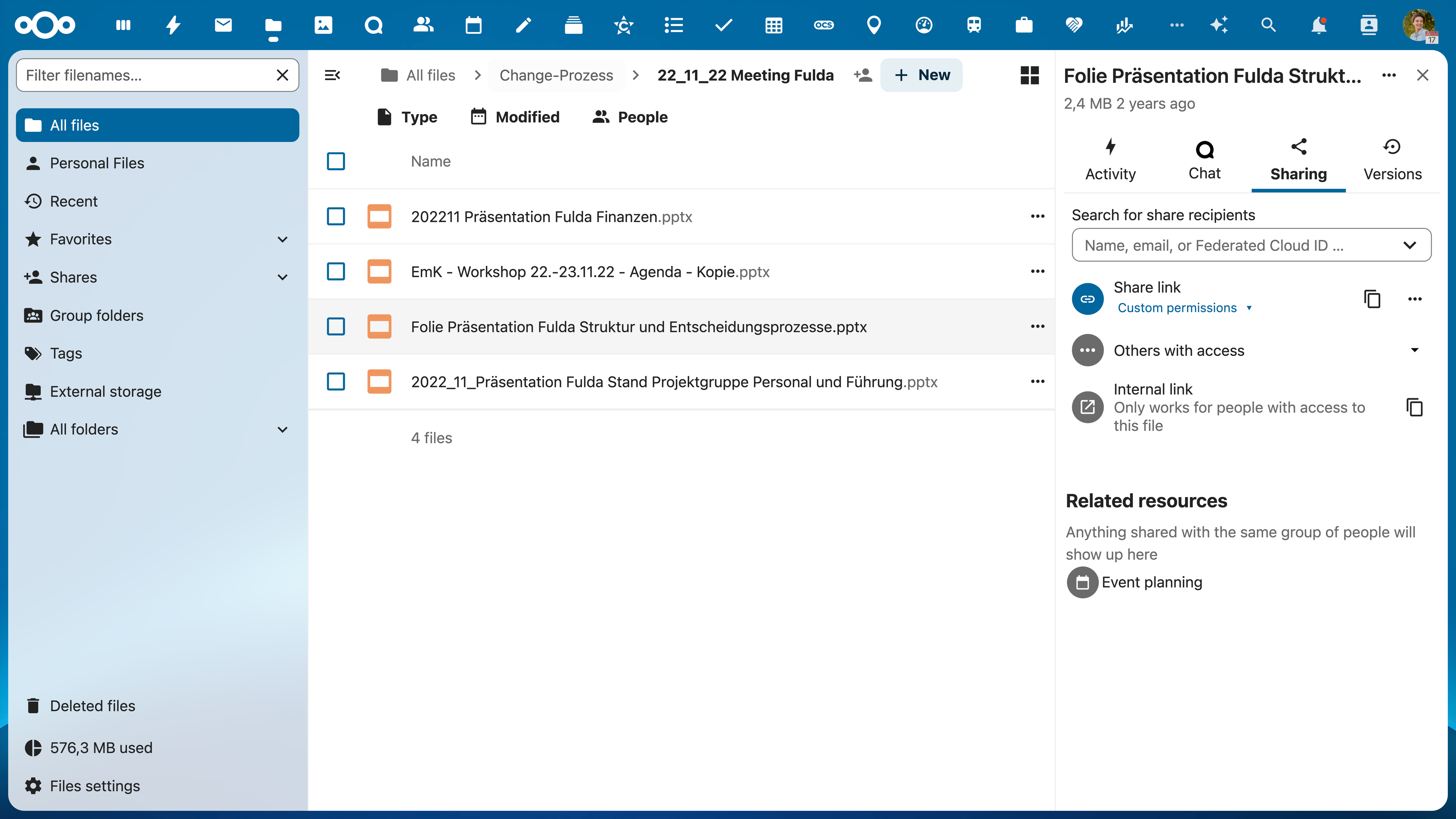 Screenshot Nextcloudu